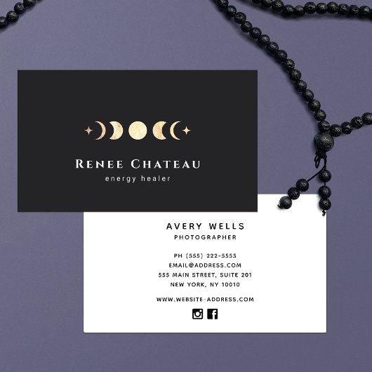 Carte De Visite Lune lunaire Phases Energy Healer