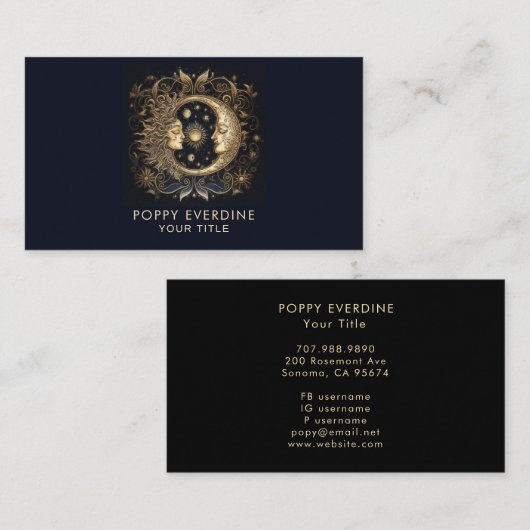 Carte De Visite Lune mystique céleste (Devant / Derrière)