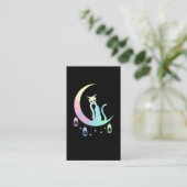 Carte De Visite Lune mystique Croissant Wicca Pastel Goth Chat (Debout devant)