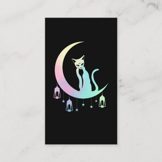 Carte De Visite Lune mystique Croissant Wicca Pastel Goth Chat (Devant)