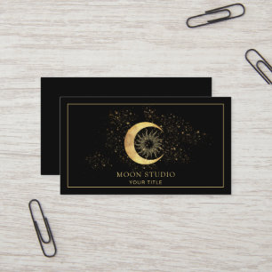 Carte De Visite Lune noire d'or céleste