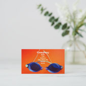 Carte De Visite Lunettes bleues de natation sur l'orange (Debout devant)