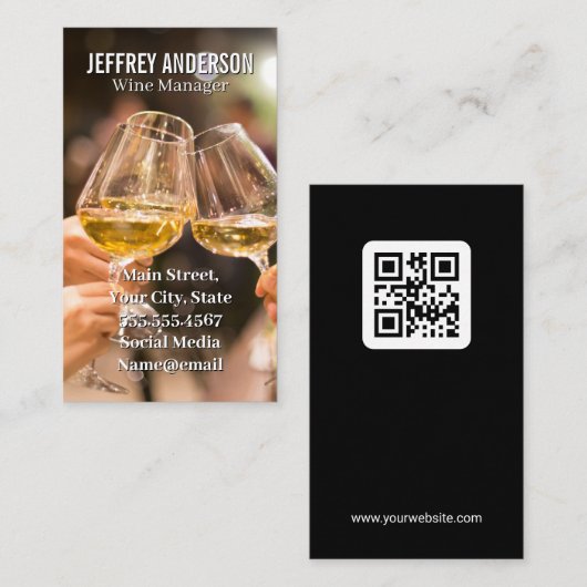Carte De Visite Lunettes de vin | Code QR (Devant / Derrière)