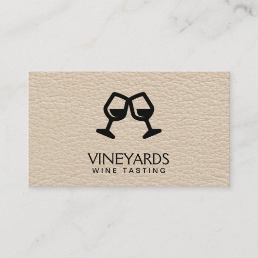 Carte De Visite Lunettes de vin Toast Cuir (Devant)