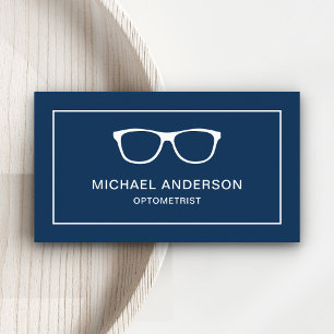 Carte De Visite Lunettes de Vue Bleu Marine Blanc Opticien Optomét