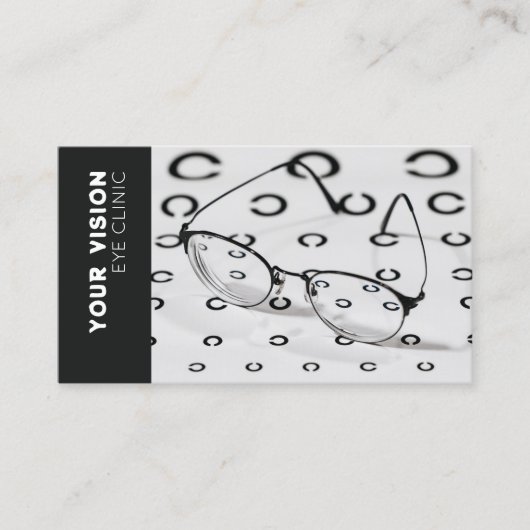 Carte De Visite Lunettes de vue, tableau d'essai Optométriste noir (Devant)