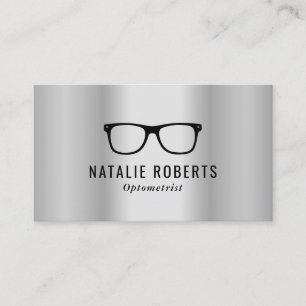 Carte De Visite Lunettes d'oeil optométriste moderne argent métall