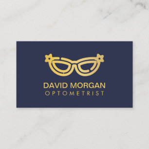 Carte De Visite lunettes d'optométriste bleu marine et or