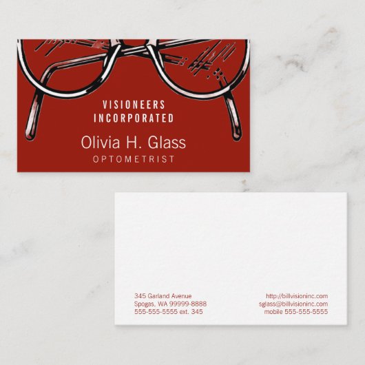 Carte De Visite Lunettes Optique Vision (Devant / Derrière)