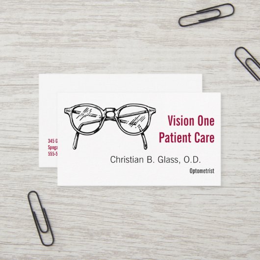 Carte De Visite Lunettes Optique Vision Montures (Devant/Arrière en situation)