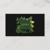 Carte De Visite Lush Green Foliage Black Gold Frame Botanical (Devant)