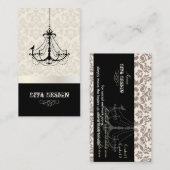 Carte De Visite Lustre + damas baroque /perle + bistrot (Devant / Derrière)