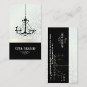 Carte De Visite Lustre + damas baroque /perle + bleu (Devant / Derrière)