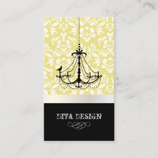 Carte De Visite Lustre + damas baroque /perle + citron vert (Devant)