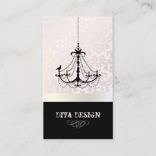 Carte De Visite Lustre + damas baroque /perle + rose (Devant)