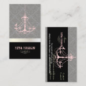 Carte De Visite Lustre + damas baroque /perle + rose (Devant / Derrière)