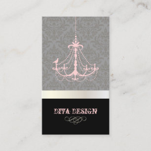 Carte De Visite Lustre + damas baroque /perle + rose