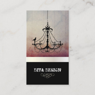 Carte De Visite Lustre Vintage + Fond Baroque