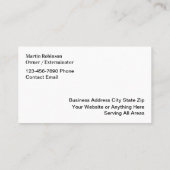Carte De Visite Lutte Antiparasitaire Classique Et Service Extermi (Dos)