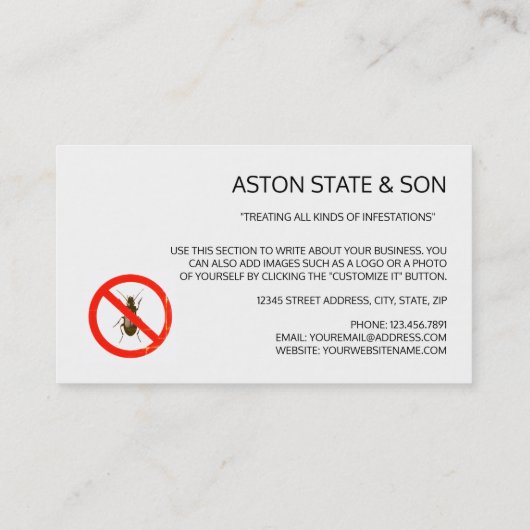 Carte De Visite Lutte antiparasitaire rustique (Dos)