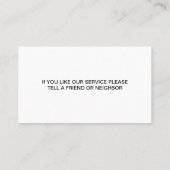 Carte De Visite Lutte Contre Les Animaux Et Les Animaux (Dos)