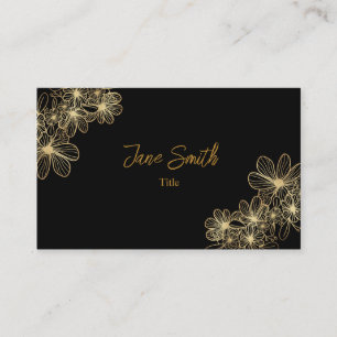 Carte De Visite Lux Elegant Gold Flower Noir