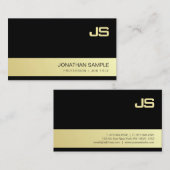 Carte De Visite Luxe à la mode de monogramme de noir de conception (Devant / Derrière)