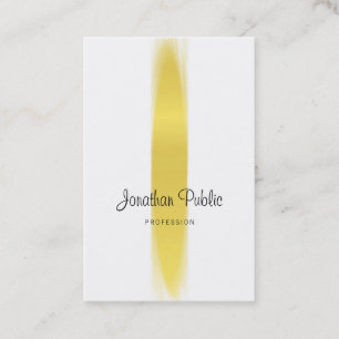 Carte De Visite Luxe à la mode de plaine d'or de manuscrit chic d