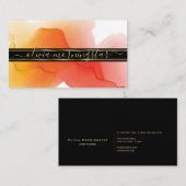 Carte De Visite Luxe Abstrait Aquarelle Encre Bouts Coral (Devant / Derrière)