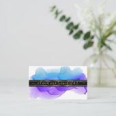 Carte De Visite Luxe Abstrait Aquarelle Ink Blots Indigo Cobalt (Debout devant)