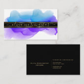 Carte De Visite Luxe Abstrait Aquarelle Ink Blots Indigo Cobalt (Devant / Derrière)