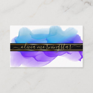 Carte De Visite Luxe Abstrait Aquarelle Ink Blots Indigo Cobalt