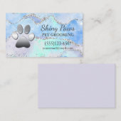 Carte De Visite Luxe Agate Parties scintillant Chien Paw Pet Pet G (Devant / Derrière)