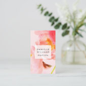 Carte De Visite Luxe Aquarelle Florale rose (Debout devant)