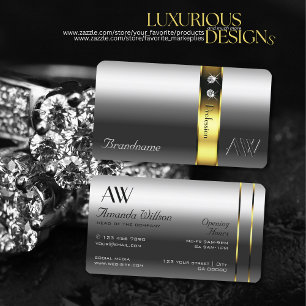 Carte De Visite Luxe Argent Or Décor Glamor Bijoux Initiales