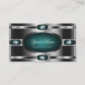 Carte De Visite Luxe Argent Turquoise Gradient Lumineux Faux Diama (Devant)