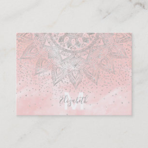 Carte De Visite Luxe argenté gris mandala confetti design