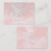 Carte De Visite Luxe argenté gris mandala confetti design (Devant / Derrière)