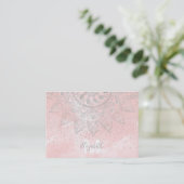 Carte De Visite Luxe argenté gris mandala confetti design (Debout devant)