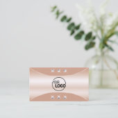 Carte De Visite Luxe avec bijoux et logo Rose or (Debout devant)