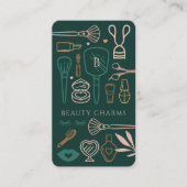 Carte De Visite Luxe Beauté Charms Maquillage Outils Emerald Green (Devant)