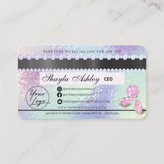 Carte De Visite Luxe Beauté Drity Holographique Style de crédit Bu (Dos)