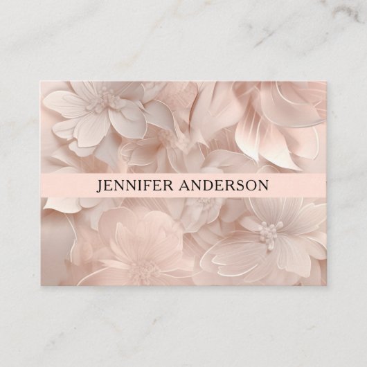 Carte De Visite Luxe, Beige-Blanc, Fleur, Salon (Devant)
