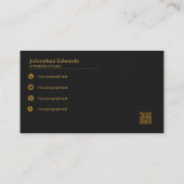 Carte De Visite Luxe Black and Gold Professional | Élégant (Dos)
