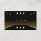 Carte De Visite Luxe Black Gold Décor Diamonds et Monogram Luxe (Devant)