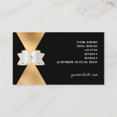 Carte De Visite Luxe Black Gold Foil White Bow Rhinestone Diamond (Dos)