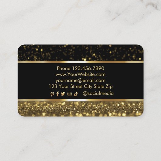 Carte De Visite Luxe Black & Gold Sparkly (Dos)