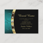 Carte De Visite Luxe Black Gold Turquoise avec Initiales et Diaman (Dos)