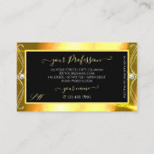 Carte De Visite Luxe Black Golden Sparkle Bijoux Initiales Ornate (Dos)
