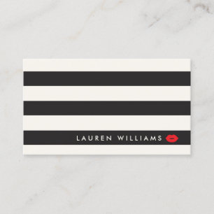 Carte De Visite Luxe Black/Ivory Stripes Rouge Lips Artiste maquil